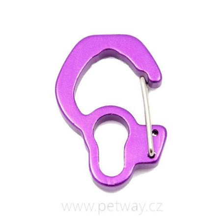 Karabinka na psí známku - fialová
