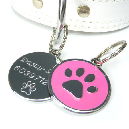 Psí známka smaltovaná - růžová tlapka