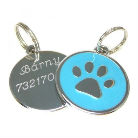 Psí známka smaltovaná - modrá tlapka