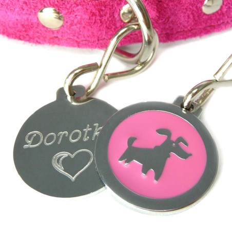 Psí známka smaltovaná - růžový pejsek