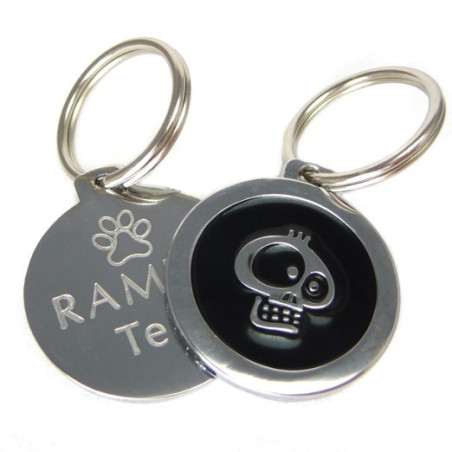 Psí známka smaltovaná - lebka černá