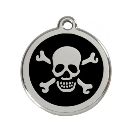 Nerezová psí známka Red Dingo se jménem - lebka černá