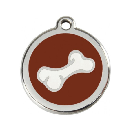 Nerezová psí známka Red Dingo - kost hnědá