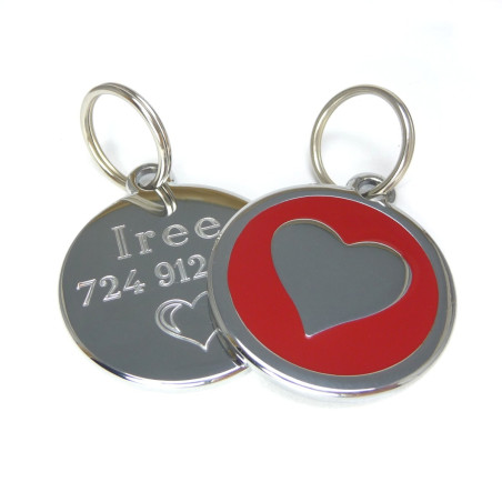 Psí známka smaltovaná - srdce červené