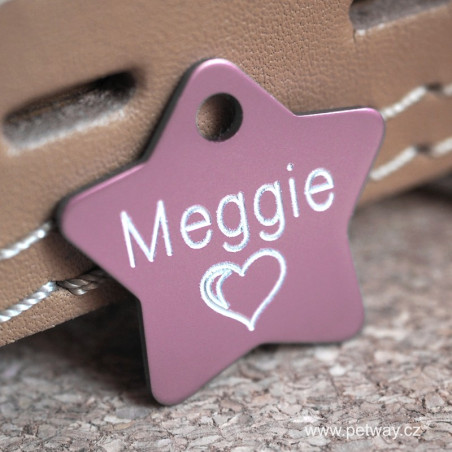 Psí identifikační známka eloxovaná - stříbrná hvězda