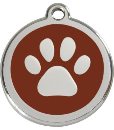 Identifikační přívěsek s gravírováním na psí obojek pro psa  Red Dingo - tlapka hnědá