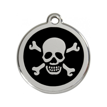 Nerezová jmenovka s rytím pro pro velká a obří plemena od značky Red Dingo - lebka černá