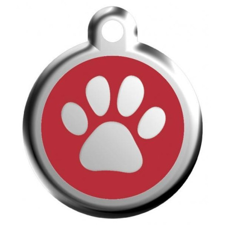 Velký červený štítek k obojku Red Dingo se symbolem tlapky a gravírováním na míru  
