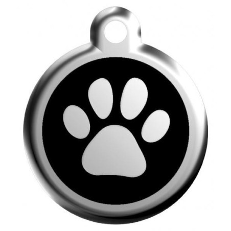 Velká psí známka s rytím pro velká a obří plemena Red Dingo - tlapka černá