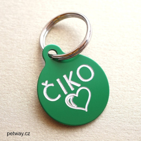 Zelená eloxovaná psí známka nejen pro malého pejska se jménem na přání