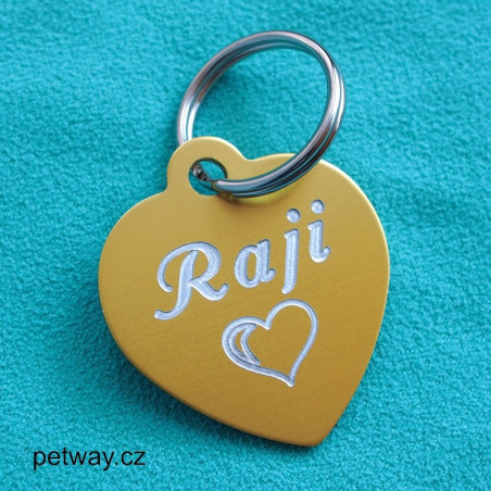 Zlatá psí známka pro psa a gravírování textu na míru