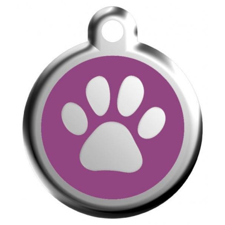 Fialová psí známka s tlapkou Red Dingo s gravírováním jména a telefonu