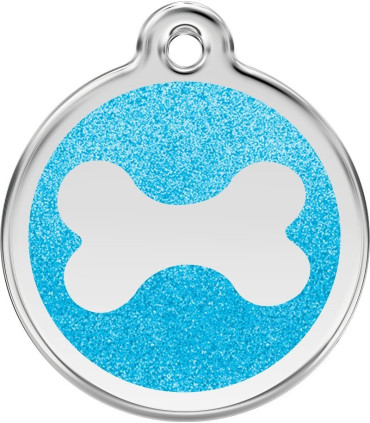 Velká identifikační psí známka pro psa  Red Dingo - třpytivá modrá kostička