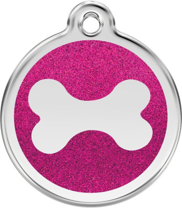 Malá třpytivá identifikační známka pro psa od značky Red Dingo - růžová kostička