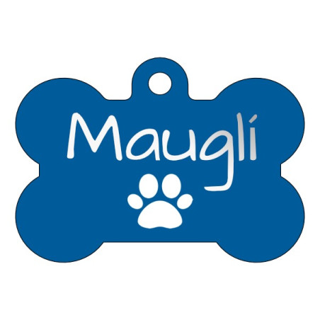 Modrá hliníková psí známka pro malého i velkého psa s gravírováním dle Vašeho designu na míru.