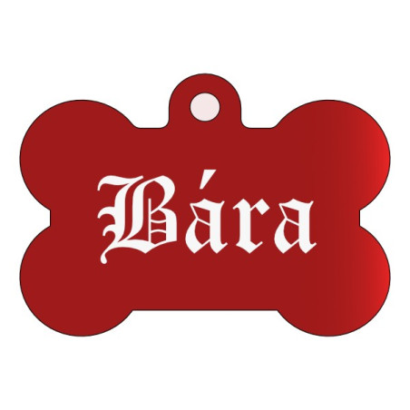 Červená známka pro psa i fenku s gravírováním vlastního textu a grafiky na přání