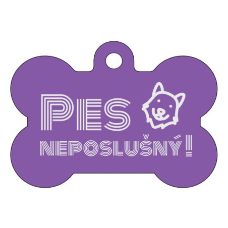 Fialová známka pro malého i velkého psa a rytí psí známky dle vlstního návrhu - text, symbol, obrázek psa apod.