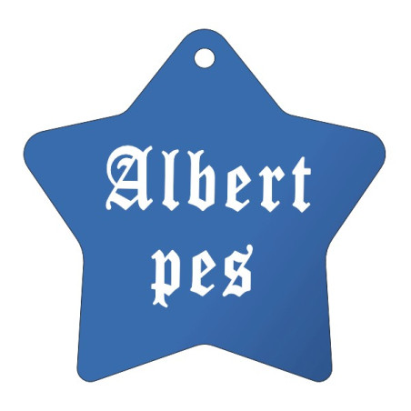 Modrá známka pro psy a gravírování kontaktních údajů na psí známku pro středně velkého a velkého psa dle vlastního návrhu.