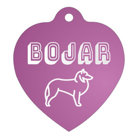 Růžový přívěsek na psí obojek s gravírováním jména, adresy a telefonu vyrytým dle vašeho návrhu