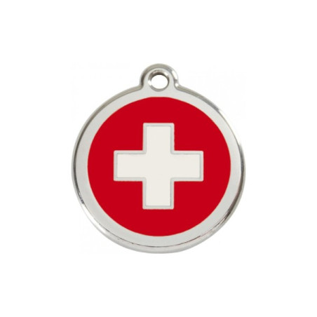 Známka Red Dingo Red Cross s gravírováním vlastního textu je nejmenší psí známka od švýcarské značky