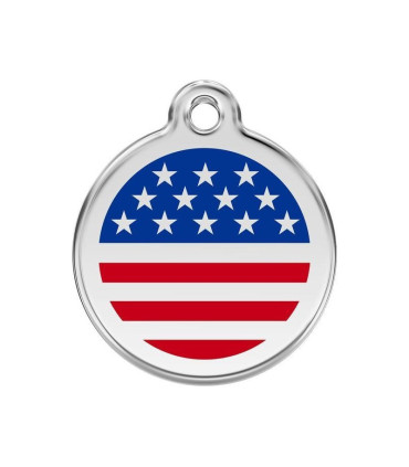 Malá identifikační známka pro malého psa Red Dingo se symbolem vlajky USA