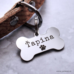 Nerezová psí známka kostička s gravírováním identifikačních údajů
