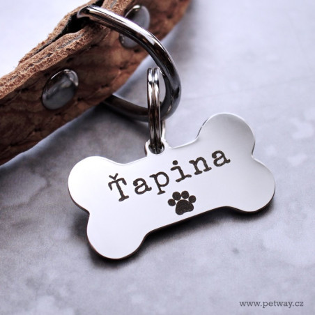 Nerezová psí známka kostička s gravírováním identifikačních údajů