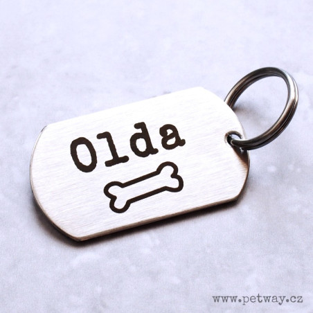 Nerezová vojenská psí známka s gravírováním