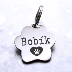 Malá nerezová psí známka s gravírováním, které si jednoduše sami vytvoříte na eshopu www.petway.cz