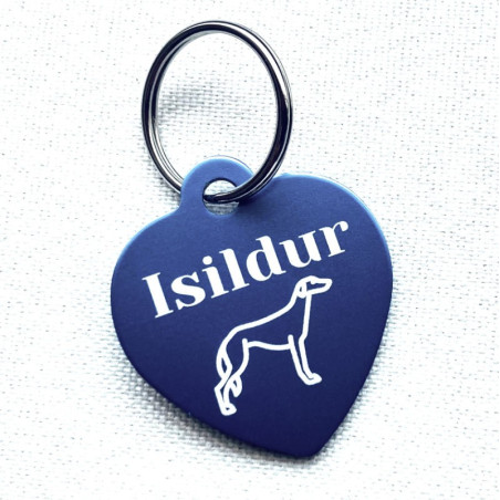 Hliníková modrá identifikační psí známka s gravírováním