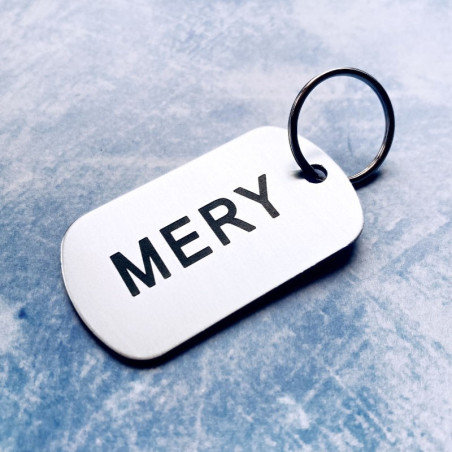 Hliníková vojenská psí známka se jménem a identifikačními údaji