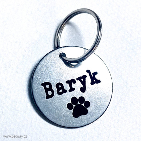Kulatá nerezová psí známka s gravírováním Fiber laserem do hloubky