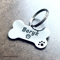 Malá nerezová psí známka pro psy ve tvaru kostičky s tlapkou