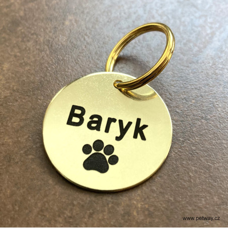 Nerezová zlatá psí známka s gravírováním textu na míru.