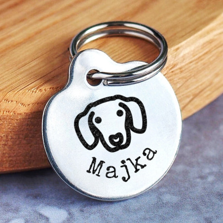Malá kulatá nerezová psí známka podle vlastního návrhu