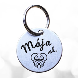 Kulatá ocelová psí známka s gravírováním Vašeho návrhu vytvořeného na eshopu