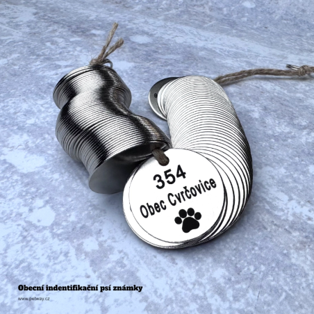 Ocelové identifikační známky pro psa pro obce a města