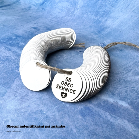 Výroba 300 ks identifikačních známek pro obce s názvem obce a registračním číslem dle zadání