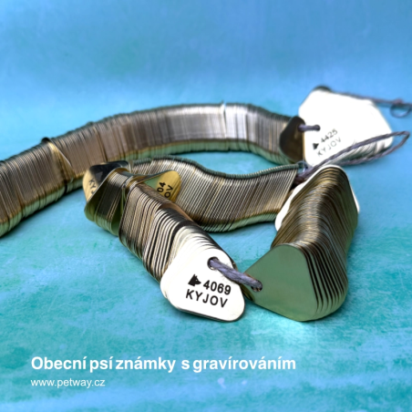 Výroba a gravírování - mosazné psí známky pro město v počtu 400 kusů