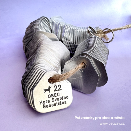 Vyrobíme registrační psí známky s gravírováním názvu obce a reg. čísla i symbolu psa.